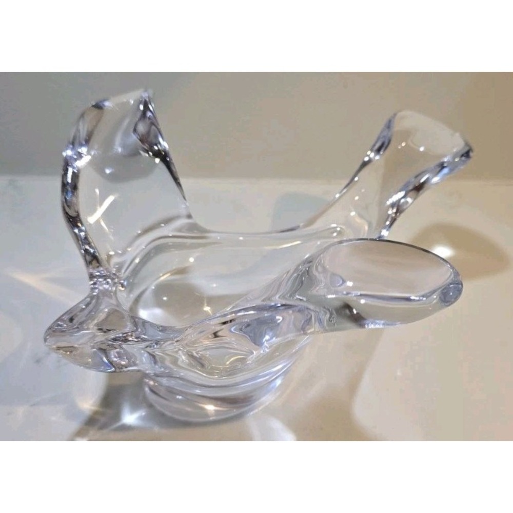 Vintage Princess House Lead Crystal Dove Bird Candy Trinket Dish Clear Glass